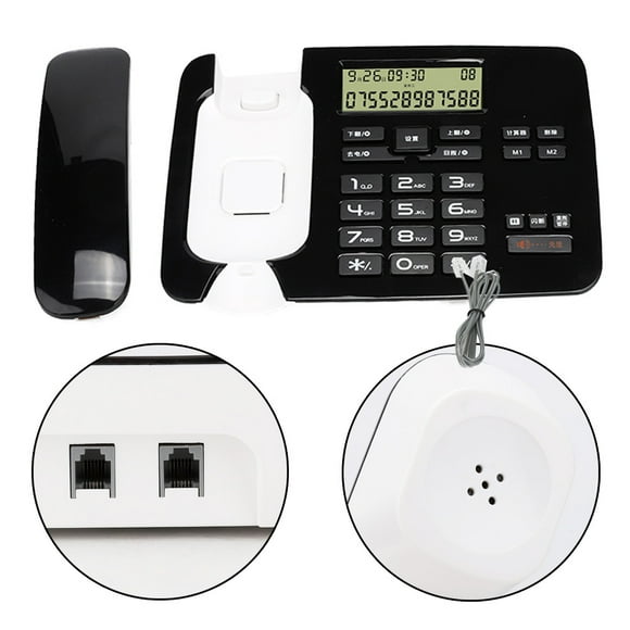 ZOUSSIQI C256 MultiFunctional Wired Telephone Desktop Phone Set for Home Business Office Black EL225#38195