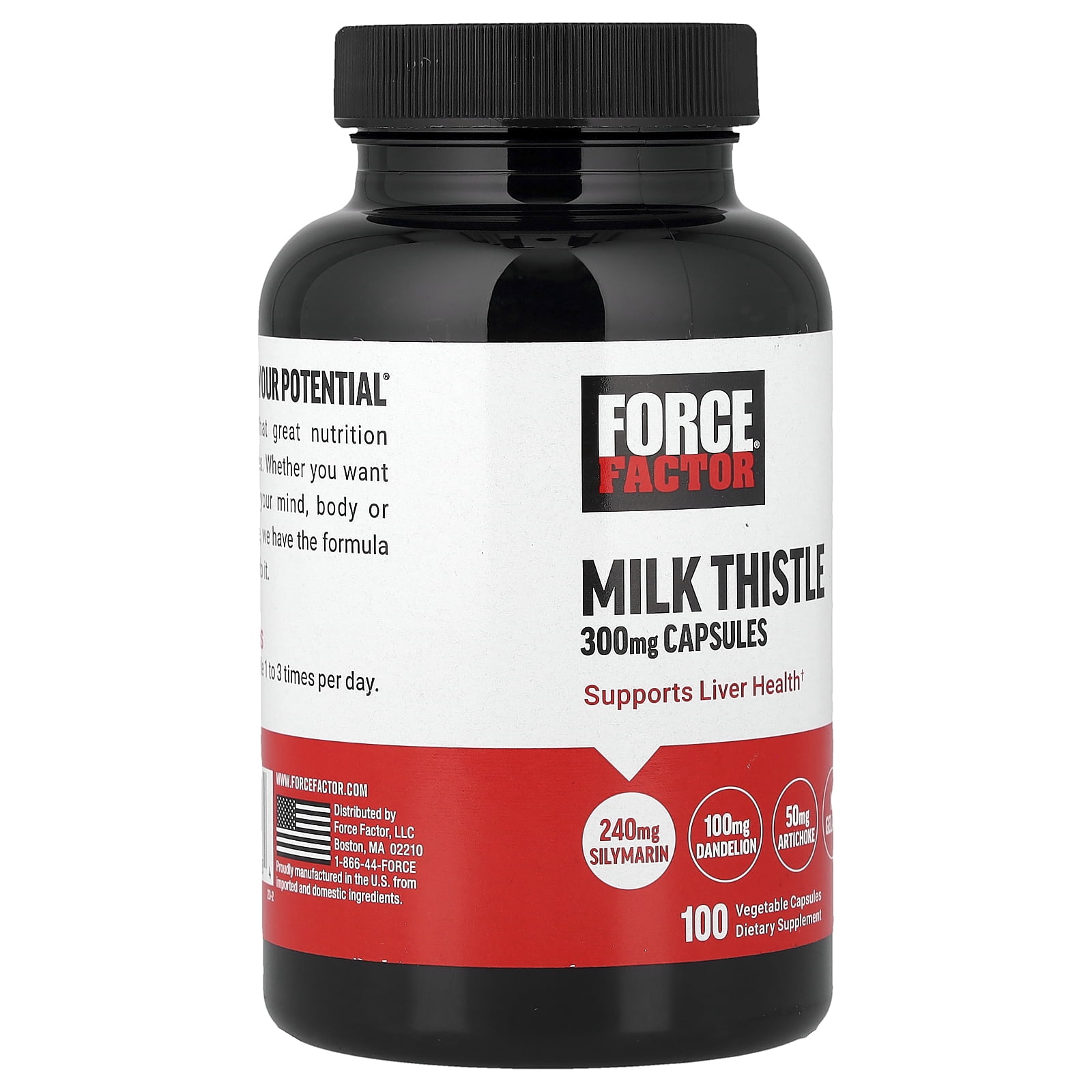 Force Factor Milk Thistle, 300 mg, 100 Capsules, Silymarin
