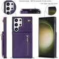 thumbnail image 2 of Crossbody Wallet Case for Samsung Galaxy S23 Ultra, PU Leather Zipper Handbag Purse Flip Cover with Kickstand Case for Samsung Galaxy S23 Ultra ZP Purple, 2 of 17