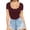 Wine, variant on VBVC Women's Y2K Slim Square Neck Basic Top,Ladies Short Sleeve Going Out Top,Summer Tee For Women,Hot Pink,Size XL