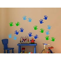 Handprint Vinyl Wall Decals Sticker, Great for Classroom, Daycares and Preschool, Ice Blue/Traffic Blue/Lime Green, 18 Piece