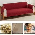 thumbnail image 5 of Dowbom Waterproof Couch Cover,1-Piece Quilted Sofa Cover for 3 Cushion Couch Furniture Protector Universal Non-slip Anti-Scratch thick Sofa Slipcover for Pets Cat Dog Kids-198x190cm(78"x74")-Burgundy, 5 of 8