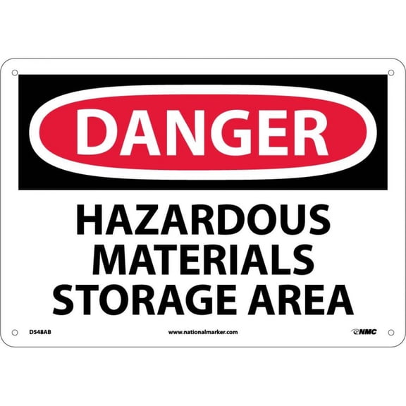 NMC Signs D548Ab, Danger Hazardous Materials Storage Area Sign, 10 X 14, Aluminum .040