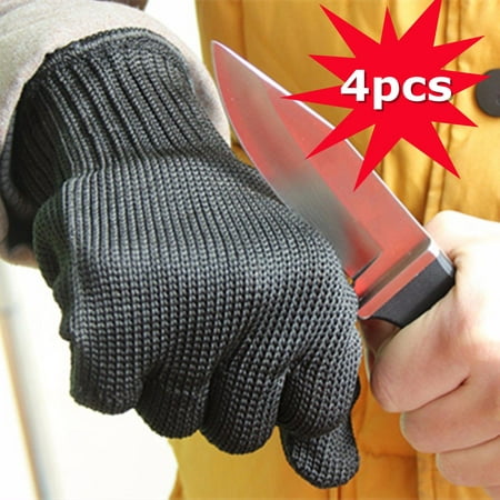 2 Pairs Work Glove Anti-Cutting Gloves Stainless Steel Wire Cut Resistant Gloves Safety Breathable Protective Work Glove