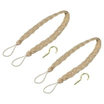 Uxcell Curtain Tiebacks Braided Drapery Holdbacks Holder Decorative Rope Tie Back with Metal Hooks Light Champagne 2Pcs