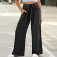 thumbnail image 2 of Teen Girls Cotton Linen Wide Leg Pants Drawstrin𝐠 Kids Oversized Casual Lightweight Flowy Palazzo Pants Loung𝐞 Long Trousers, 2 of 5