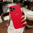 thumbnail image 1 of Personalized Customized Initials Name Letters Leather Case For iPhone 16 15 14 13 12 11 Pro Max 16 Plus Luxury Shockproof Cover Red for iphone14 (6.1"), 1 of 6