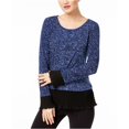 thumbnail image 2 of Blusa de punto con ribete plisado Michael Kors Mujer Azul Extragrande, 2 of 2