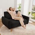thumbnail image 3 of Walsunny Small Modern Loveseat Sofa, Upholstered Fabric Love Seat with Linen Cushions, Compact and Stylish for Small Spaces, Living Room, Bedroom, Office，Black, 3 of 7