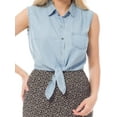 thumbnail image 7 of Made by Olivia Women's Sleeveless Button-Down Tie Front Knot Crop Chambray Shirt, 7 of 7