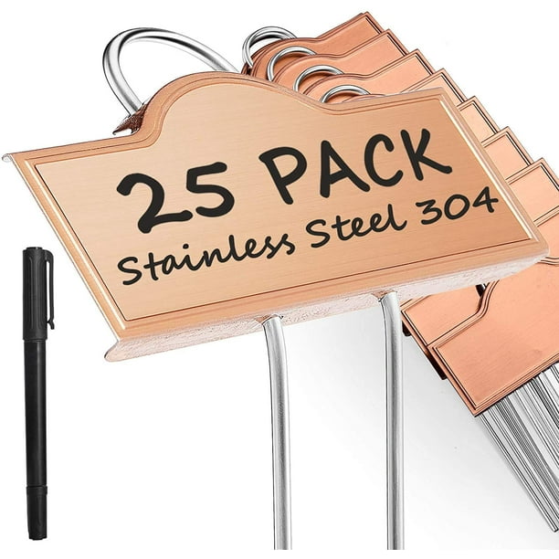 25 Pack Metal Plant Label Stakes,Copper Metal Plant Tags,Weatherproof