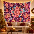thumbnail image 3 of Symmetrical Floral Mandala with Paisley Teardrops on Plum Background, Warm Boho for Boho Decor Lovers, Ornate Wall Art Decor Housewarming Gift Tapestry Wall Hanging for Bedroom and Living Room, 3 of 7