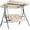 Khaki, variant on SOLLED Outdoor Porch Swing Chair with Adjustable Canopy, 3-Seat Patio Glider Bench with Thick Cushions & Steel Frame for Backyard Lawn Garden,Red