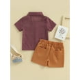 thumbnail image 4 of Bagilaanoe 2pcs Toddler Baby Boys Short Pants Set Print Short Sleeve Shirt Tops + Shorts 6M 12M 18M 24M 3T 4T Kids Casual Summer Outfits, 4 of 8