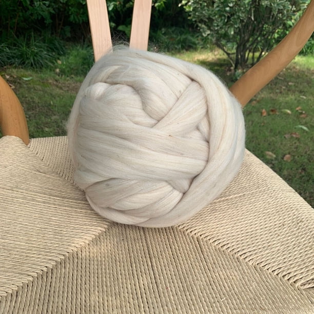 Xiao Hua Hilo de lana de 250 g, fibra de lana, suministros para fieltrar lana, lana pura, hilo grueso, hilado de lana para fieltrar con aguja, fieltrar húmedo, hilado manual (beige)