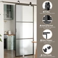 thumbnail image 5 of HOMCOM 36" x 84" Sliding Door with Hardware Kit, Handle, & Track, Industrial Frosted Tempered Glass Door with Carbon Steel, Easy Installation, 5 of 9