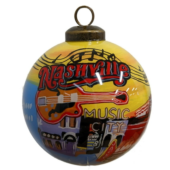Nashville Tennessee Reverse Painted Glass Ball Christmas Ornament