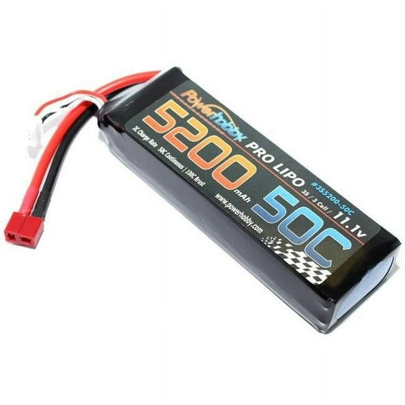 Power Hobby PHB3S520050CDNS 5200mAh 11.1V 3S 50C LiPo Battery with Hardwired T-Plug