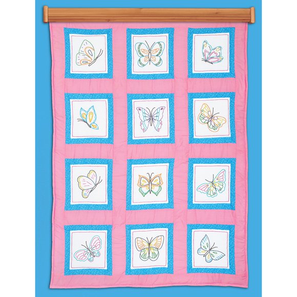 Jack Dempsey Theme Quilt Blocks 9" 12Pc Butterflie