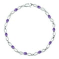 thumbnail image 2 of SZUL Women's Amethyst and Natural Diamond Ribbon Loop Bracelet in .925 Sterling Silver, 2 of 7