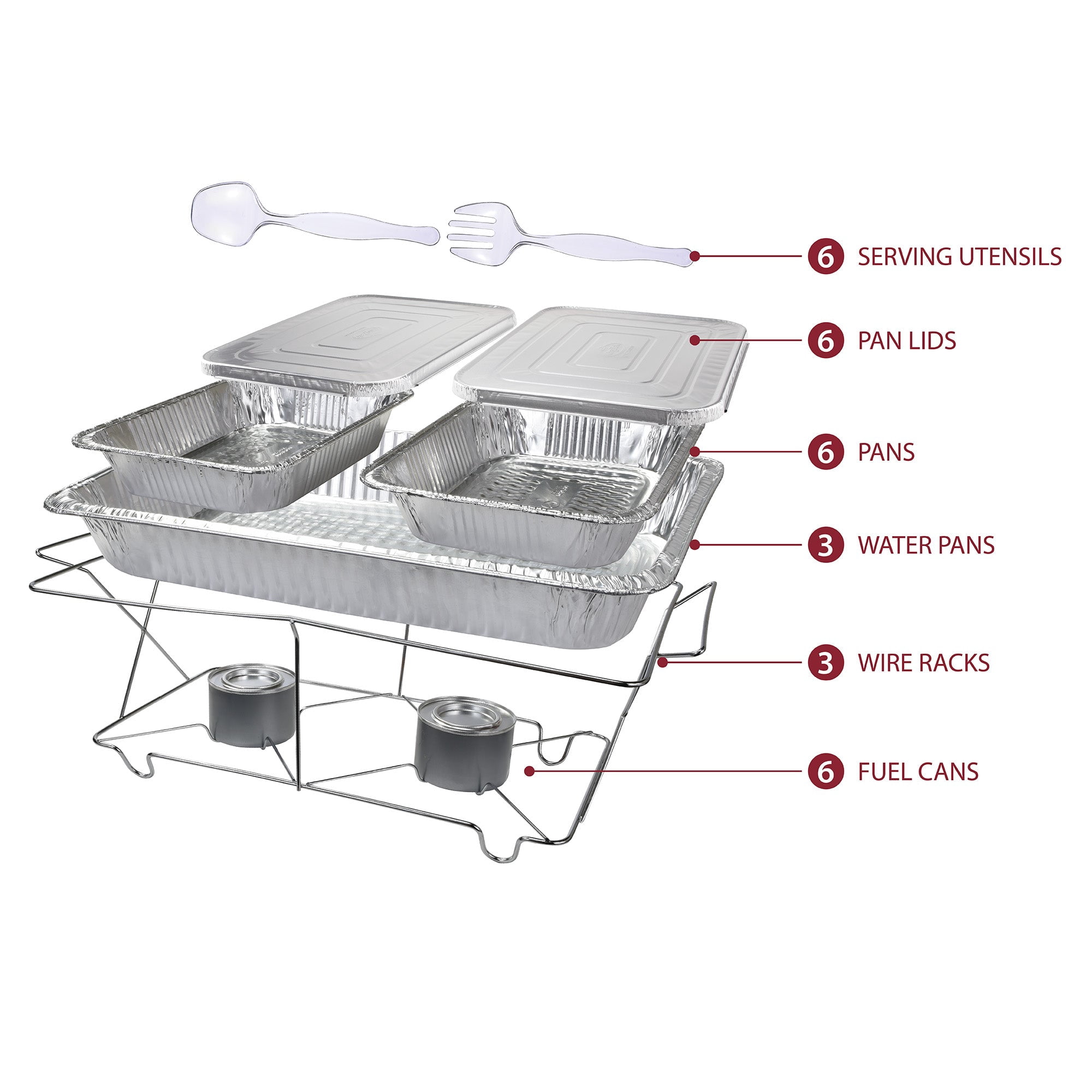 30-Piece Chafing Dish Set with Gel Fuel – Catering Kit for Parties & Events