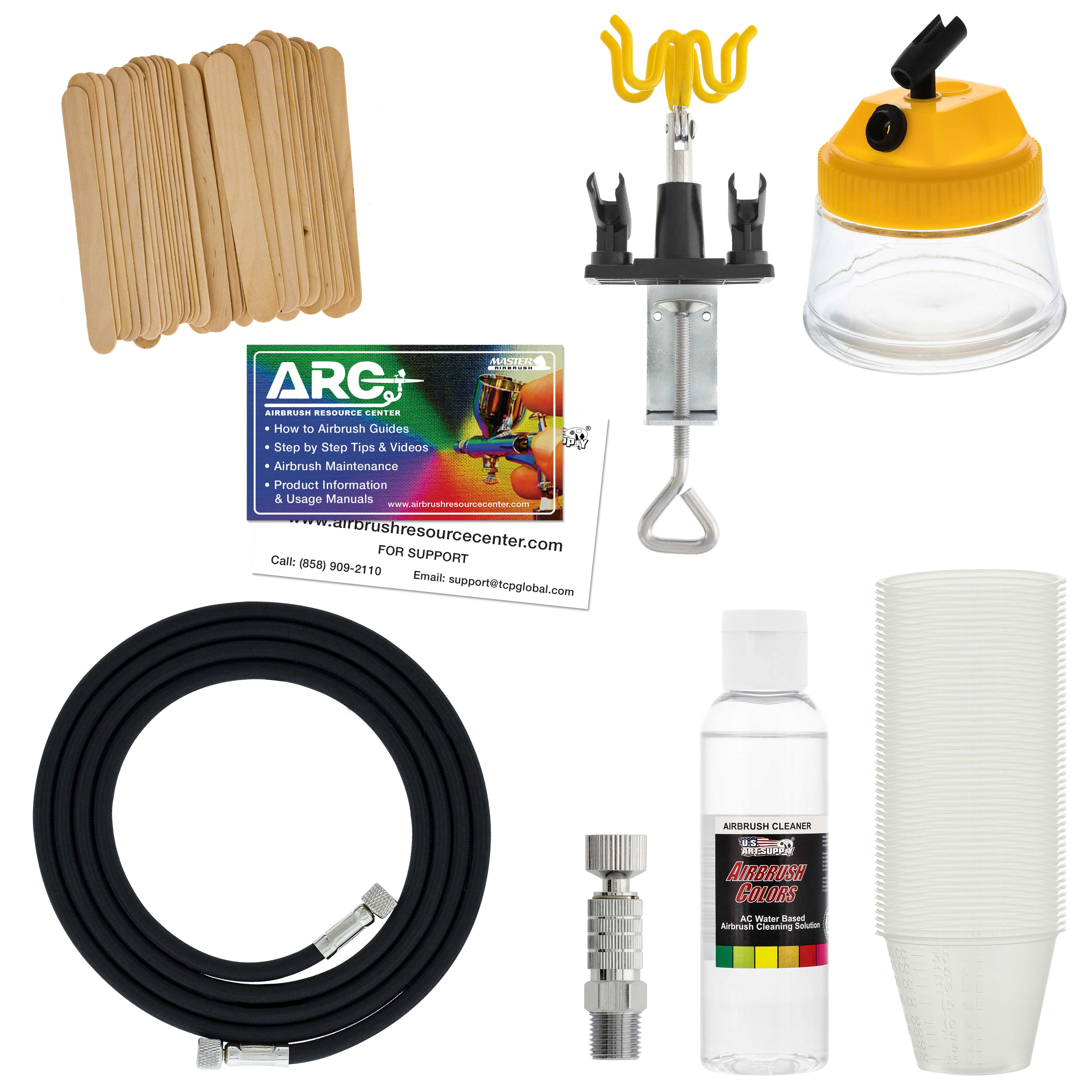 Master Airbrush Cool Runner II Dual Fan Air Storage Tank Compressor System Kit with a G44 Fine Detail Control 0.2mm Tip Airbrush, 24 Color Acrylic Paint Set, Holders, Cleaning Pot, How-To Guide