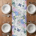 thumbnail image 6 of Watercolor Flowers Table Runner - 72 Inch Long, Kitchen Dining Table Runner Dresser Scarves, Spring Butterflies Floral Gray Wood Farmhouse Decor for Coffee Tables Wedding Party Banquet, 6 of 8