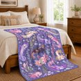 thumbnail image 6 of Flowing Axolotls Among Jeweled Plants And Bubbles, Soft Flannel Blanket with Ornamental Fantasy Illustration Print, Housewarming Gift and Home Decor for Bedroom and Living Room, 6 of 7