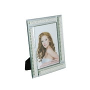 Mirror and Crystal Accented Standing Picture Frame 4 x 6 Inch Picture