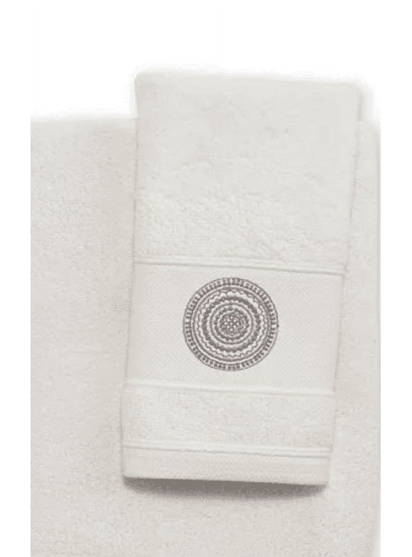 Avanti Emmeline Cotton Embroidered Medallion 11" x 18" Fingertip Towel - Cream