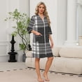 thumbnail image 2 of Robes for Women Zipper Lightweight 3/4 Sleeve Summer Housecoats for Women Zipper Front Knee Length Striped Fashion Sleepwear Nightgown with Pockets Black S, 2 of 8