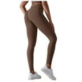 thumbnail image 3 of Siilsaa Leggings for Women, No See Through High Waisted Workout Yoga Leggings for Women Coffee,M, 3 of 5