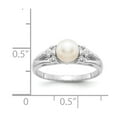 thumbnail image 5 of Solid 14k White Gold 6mm Freshwater Cultured Pearl Diamond Ring Band Size 8 (.09 cttw.), 5 of 6