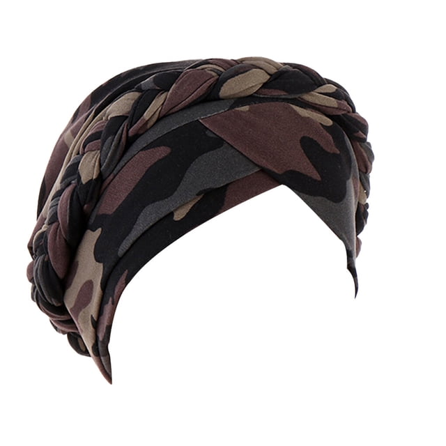 Minnieouse Pack de 3 estampados de moda turbante cómodo patrón europeo diademas estilo musulmán elasticidad accesorios para el cabello para Sombreros Camuflaje Verde