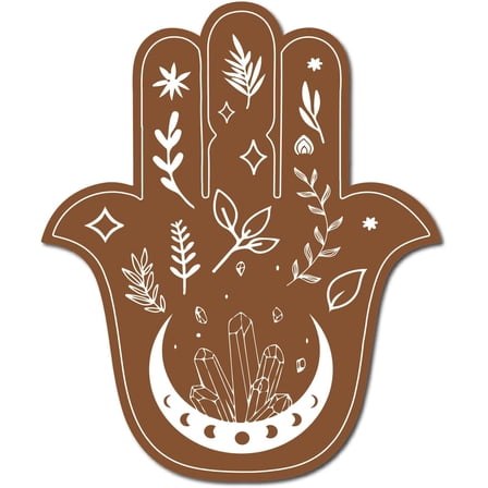 1 Set Hamsa Hand Wall Decor Wooden Wall Art Sign Sacred Laser Cut Sculpture Hanging Zen Witch Decor Spiritual Symbol for Home Office Yoga Studio Housewarming Gift Decoration 10 x 12 Inch(Brown)