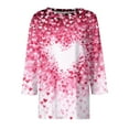 thumbnail image 4 of Fgvctg Valentine's Day Spring Tops for Women 2025 Casual 3/4 Length Sleeve Crewneck Top Trendy Date Night Pullover Shirts Plus Size Cute Love Heart Print Blouses Gifts for Women Dark Gray 3XL, 4 of 5