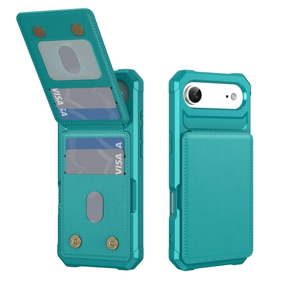 ELEHOLD for iPhone Air Case,PU Leather Magnetic Button Closure Credit Card Holder Slots Stand Function Wallet Shock-Absorbent Shockproof Phone Case for iPhone Air,Green