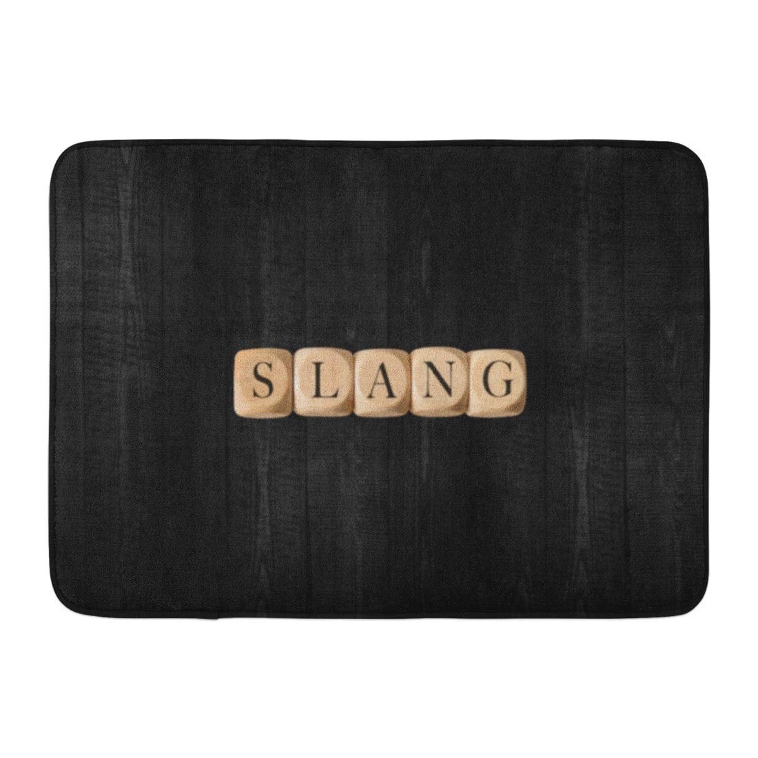 GODPOK Communication Alphabet Slang Word on Wooden Cubes Concept Block Dice Rug Doormat Bath Mat