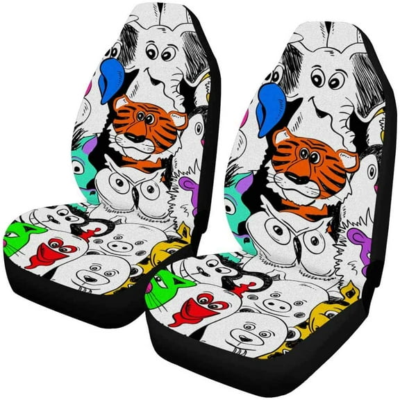 ZHANZZK Set of 2 Car Seat Covers Colorful Funny Universal Auto Front Seats Protector Fits for Car,SUV Sedan,Truck