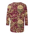 thumbnail image 4 of Tnhcen Women's Vintage Floral Print Oversized 3/4 Sleeve Round Neck T-Shirts - Retro Casual Shirts S-5XL, 4 of 5