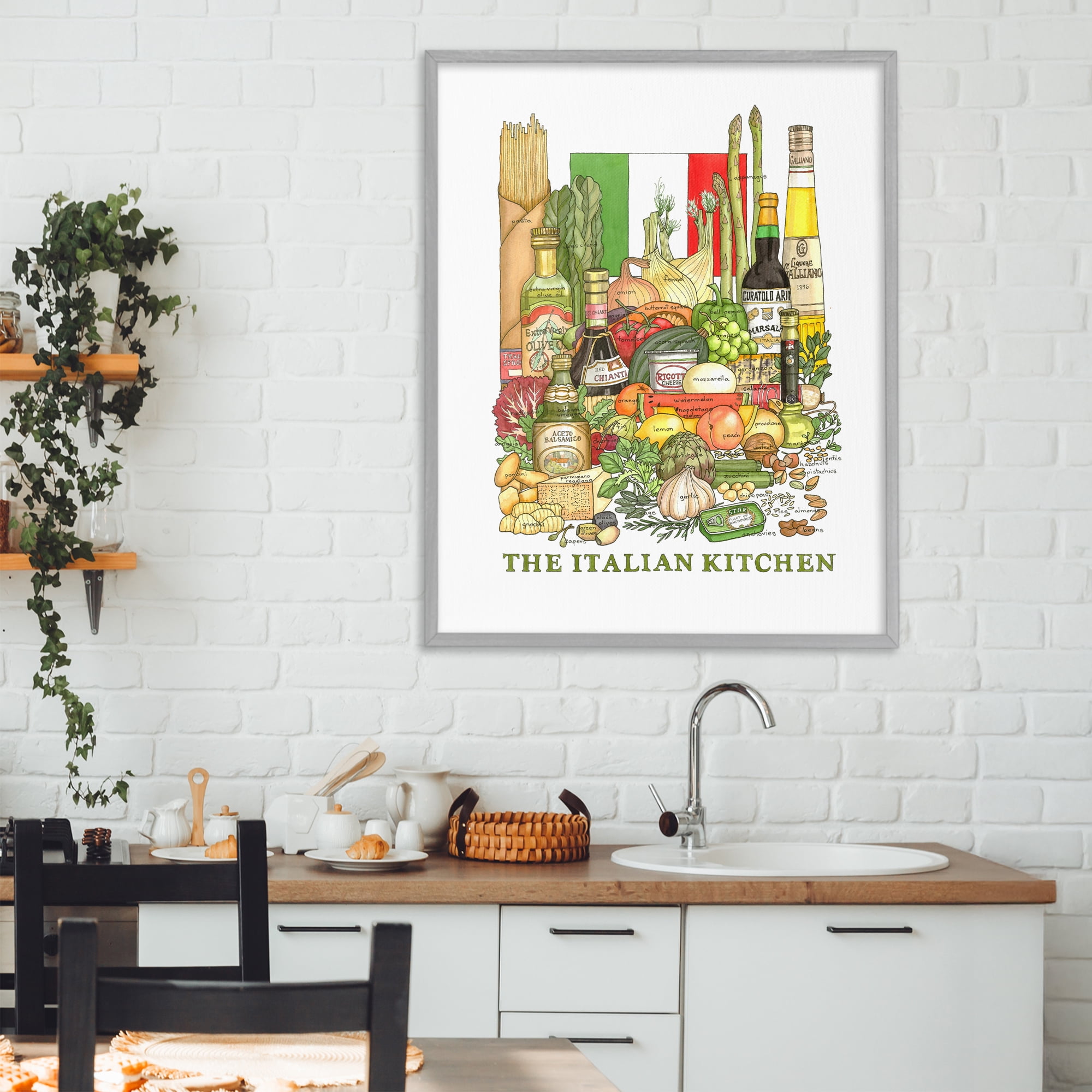 Stupell Industries Italian Kitchen and Food Gray Framed Giclee Art, design by Nancy Overton
