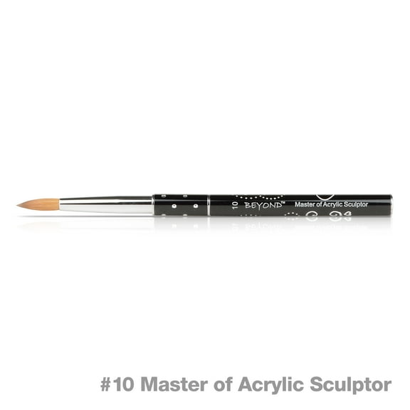 Beyond Master of Acrylic Sculptor 100% Kolinsky Bristle Nail Sculpting Brush #10 Black Aluminum Handle