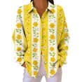 thumbnail image 2 of Endives Women's Button Down Shirt Floral Print Relaxed Fit Long Sleeved Shirt Outerwear Spring Summer Outfit Yellow, 2 of 7