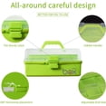 thumbnail image 2 of YOPTOP 12 in Three-Layer Multipurpose Storage Box Organizer Folding Tool Box Art & Crafts Case Sewing Supplies,Green, 2 of 5