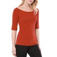 thumbnail image 4 of Allegra K Women's Half Sleeves Scoop Neck Fitted Layering Top T-Shirt, 4 of 7
