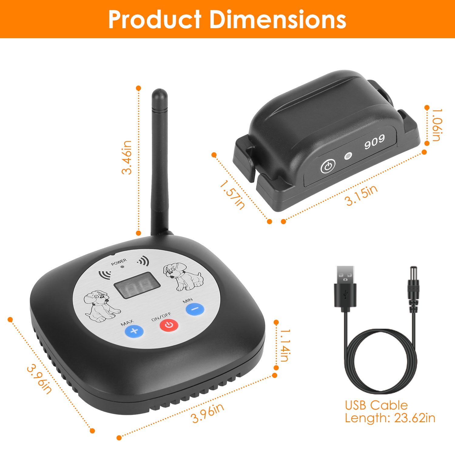 Wireless Dog Fence System TeqHome Electric Fence for Dog with 1 Collar Receiver with GPS Location Monitor for All Dogs