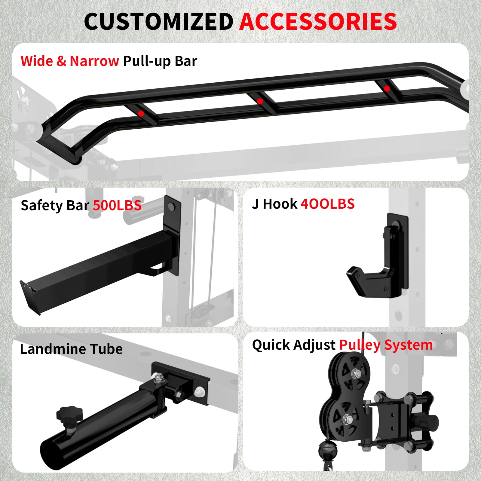 BOGYKIK H16 Folding Wall Mounted Power Rack with Dual Pulley System for Home Gym, Black