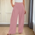 thumbnail image 3 of Slacks for Women Elastic High Waist Wide Straight Leg Loose Fit Business Casual Work Pants with Pockets, 3 of 7