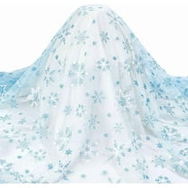 2.2 Yard Blue Snowflake Tulle Fabric 59~63inch Sheer Organza Fabric with Sequin Snowflake Pattern for Garment Accessorie Veils Dress Curtain Home Christmas Decorations