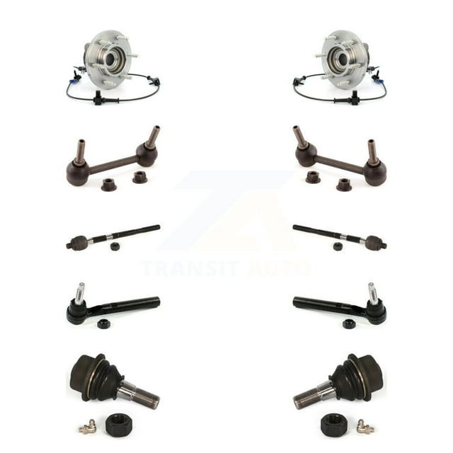 Transit Auto Front Hub Bearing Assembly Suspension Lower Ball Joint Outer Inner Tie Rod End and Sway Bar Stabilizer Link Kit (10Pc) for Car Hummer H3 - Left Right Side (Driver Passenger) K7T-108812